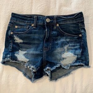 Dark wash denim shorts